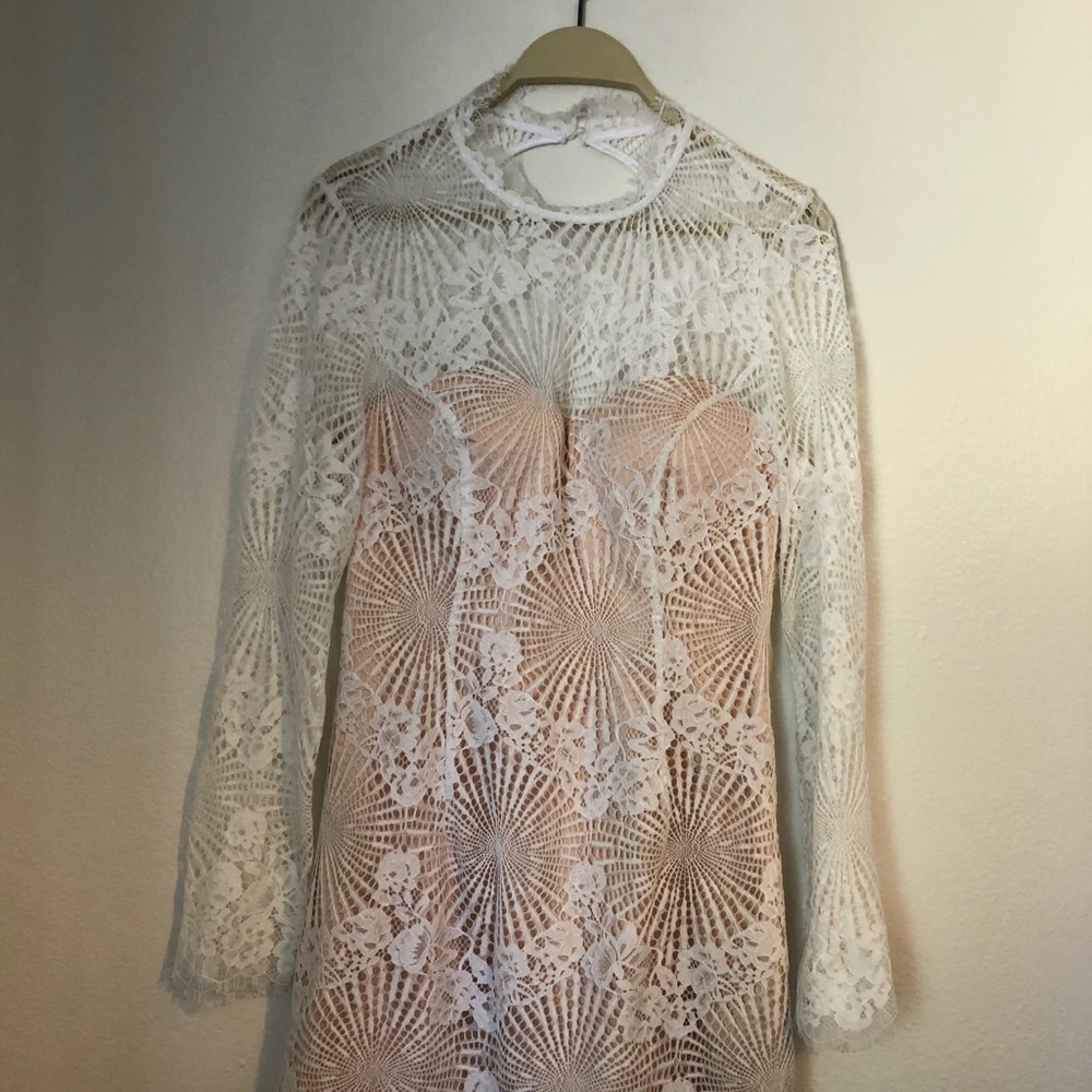 Bebe open back lace dress